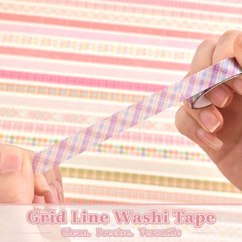 icceemee 60 Rolls Cross line Theme Washi Tape Set, Writable Decorative Tapes for Scrapbooking, Junk Journal Supplies, Bullet Journaling, 0.39"x79" per Roll - Image 4